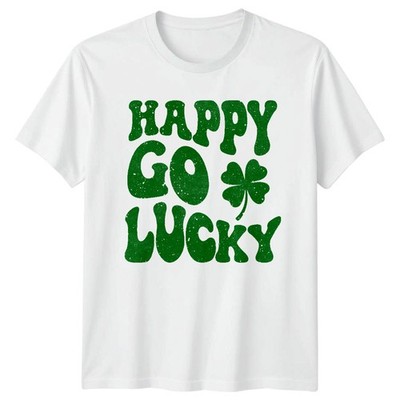 Happy Go Lucky Clover Saint Patricks Day Irish Mens Womens Graphic Tee