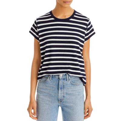 

Женская темно-синяя вязаная футболка Rag - Bone в полоску  BHFO 3014, Navy multi