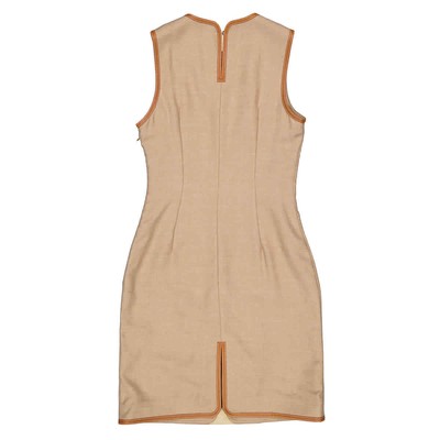 Pre-owned Burberry Ladies Biscuit Button Panel Detail Wool-blend Shift Dress In Check Description