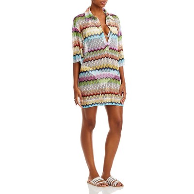 

Женское бежевое пляжное платье в полоску Missoni с накидкой до локтя  BHFO 0454, Bright multi