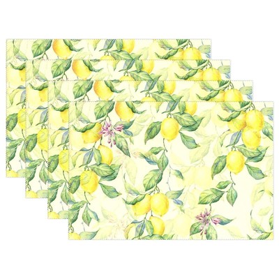 visesunny Watercolor Lemon Placemat Table Mat Desktop Decoration Placemats Se...