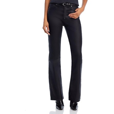 AG Jeans Womens Black Shiny Mid Rise Skinny Fit Bootcut Pants 27 BHFO 1014
