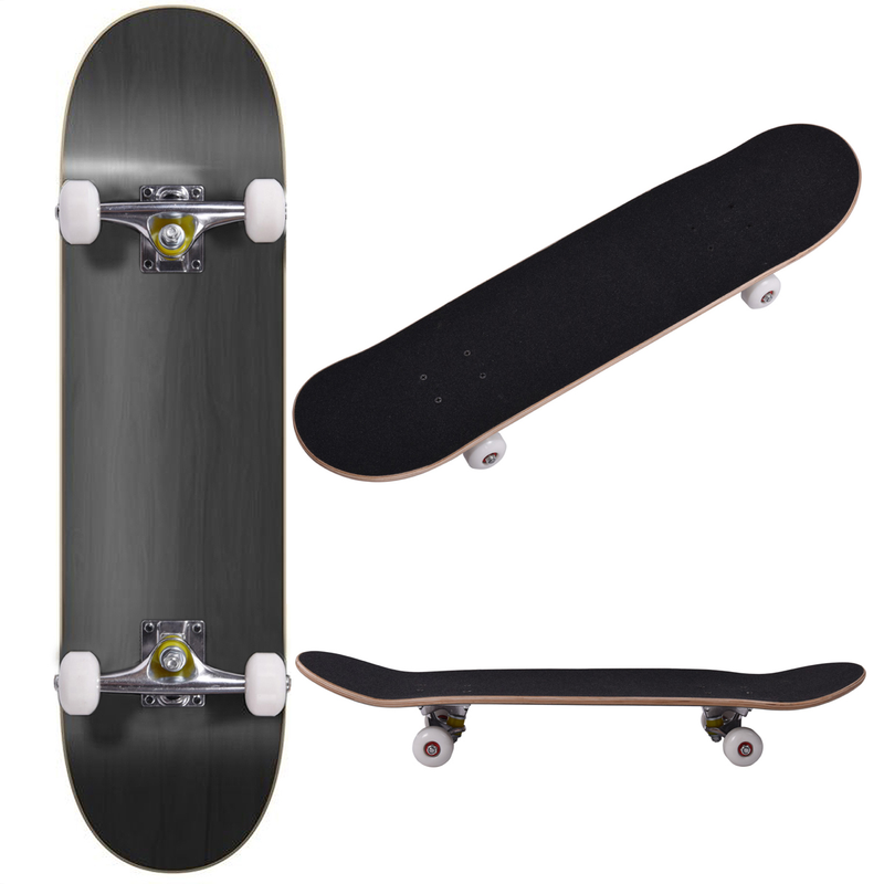 JAXPETY Blank Complete Skateboard, Stained Black (31 In. X 7.75 In.)