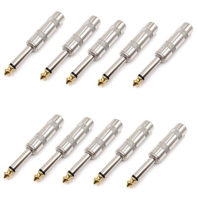 10pcs 1/4'' 6.35mm TS Mono Metal Male Plug Audio Guitar Cable Connector plug JACK