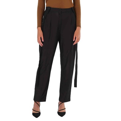 Pre-owned Burberry Black Chiffon And Jersey Tailored Trousers With Strap Detail, Brand