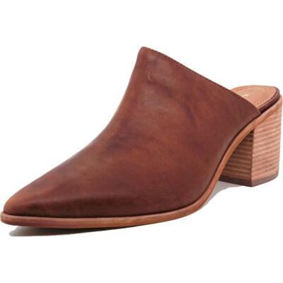 

Женские кожаные туфли-мюли KAANAS Sagrantino с острым носком на блочном каблуке BHFO 1493, Коричневый, Sagrantino