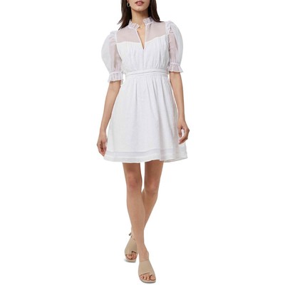 Короткое мини-платье French Connection Womens White Eyelet Illusion 2 BHFO 7527