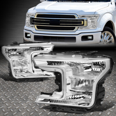 [ГАЛОГЕННАЯ МОДЕЛЬ] ДЛЯ ФАР ПИКАПА FORD F150 18-20 ХРОМ/ПРОЗРАЧНЫЙ