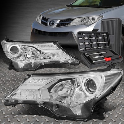 ДЛЯ 13-15 RAV4 ХРОМИРОВАННЫЙ КОРПУС С ПРОЗРАЧНЫМИ БОКОВЫМИ ФАРАМИ ПРОЕКТОРА + НАБОР ИНСТРУМЕНТОВ