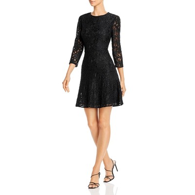 

Женское черное кружевное платье с цветочным принтом Sam Edelman  BHFO 5874, Черный