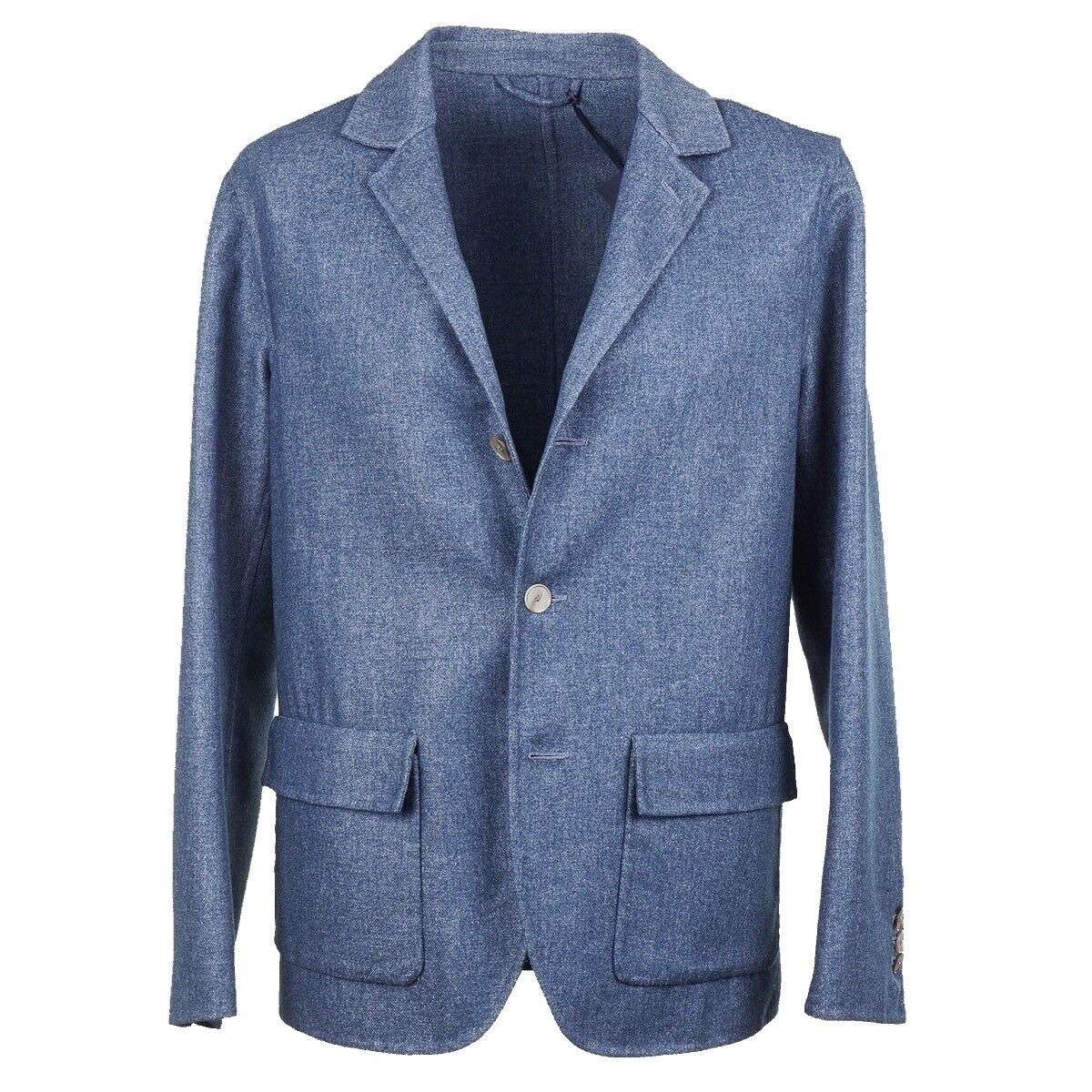 Pre-owned Finamore Napoli Deconstructed Unlined Wool-cashmere Sport Coat 42r (eu 52) In Blue