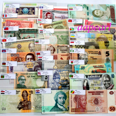 BANKNOTESコレクション③ 19枚 Lots 52 Different World Banknotes Paper Money Foreign UNC