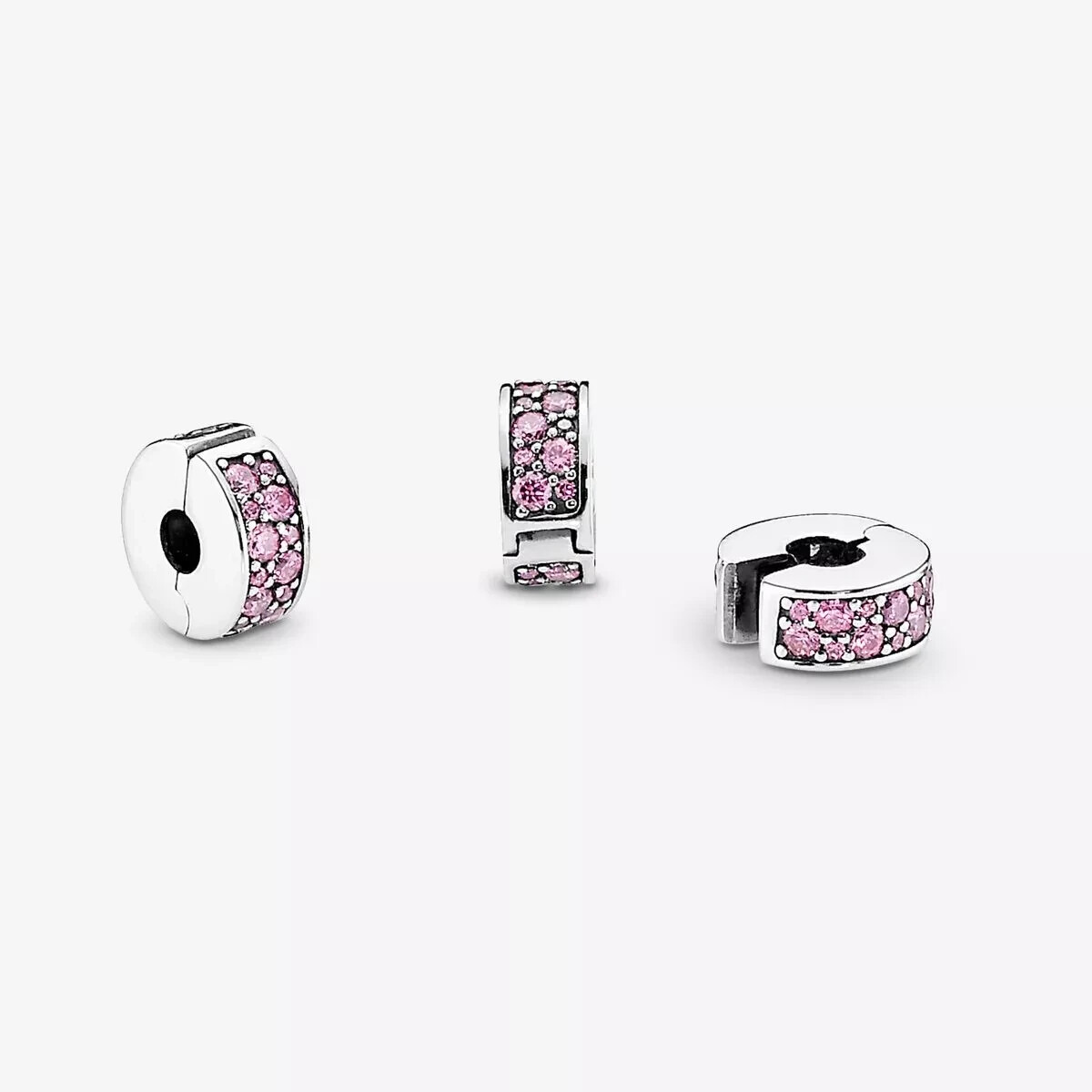 ⑤ PANDORA チャーム Clear Pave Clip ピンク　4点セット Amazon.com: PANDORA Pink Pavé Clip Charm - Compatible with