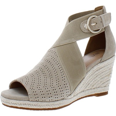 Женские босоножки на танкетке из бежевой замши NYDJ Womens Charisma 11 Medium (B,M) BHFO 9737