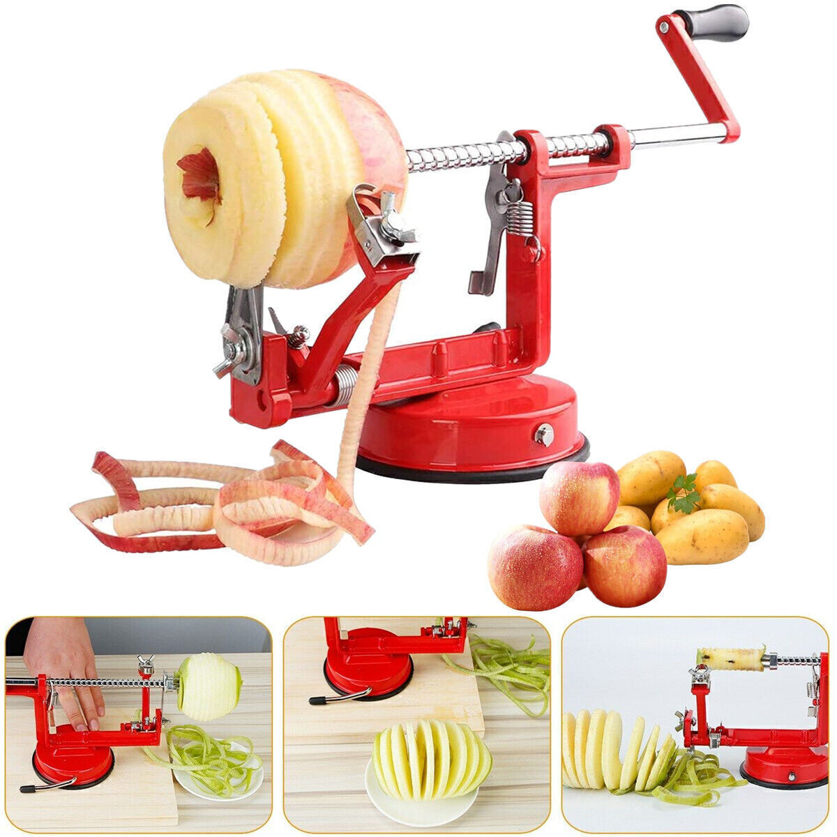 3in1 Kitchen Tool Apple Fruit Corer Slicer Peeler Slinky Machine Potato Cutter *