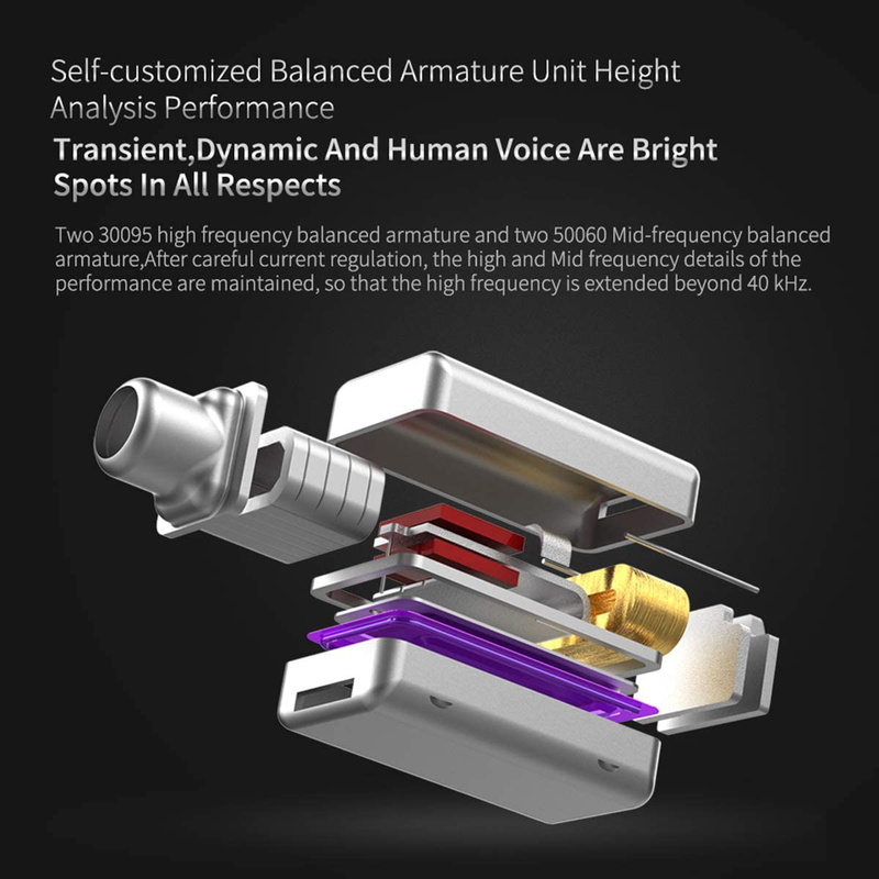 KZ ZS10 Pro, Linsoul 4BA+1DD 5 Driver in-Ear HiFi Metal Earphones with Stainl...