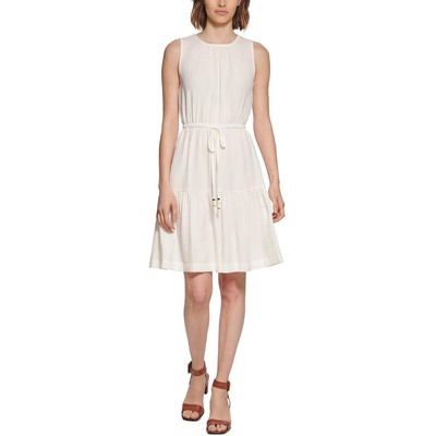 

Женское белое жатое летнее платье Calvin Klein с расклешенными рукавами  BHFO 6348, Белый