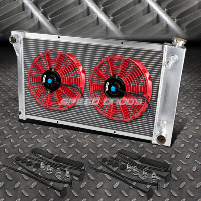 3-РЯДНЫЙ АЛЮМИНИЕВЫЙ РАДИАТОР + 2X12 ВЕНТИЛЯТОРОВ КРАСНОГО ЦВЕТА ДЛЯ ПИКАПА CHEVY C/K C10/C20/K10/K20 67-72