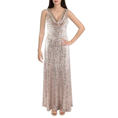

Женское розовое вечернее платье в сеточку Marina с блестками  BHFO 4582, Rose gold
