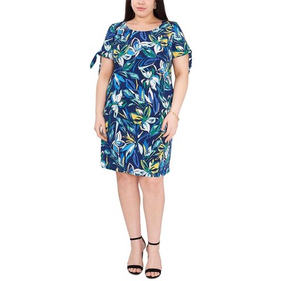 

Женское эластичное платье прямого кроя с короткими рукавами MSK Plus BHFO 1114, Navy/blue/teal