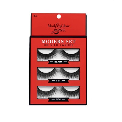 MODERN GLOW LASHES #4.  Ready, Set, Go!'' 3D Silk Lash Set of 3