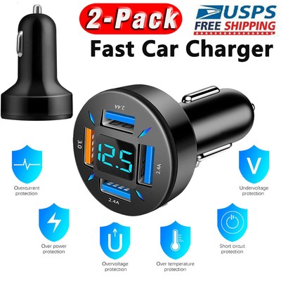 For Samsung Galaxy Note20 9 8 Note10 Plus USB Port 2X Fast Car Charger Adapter