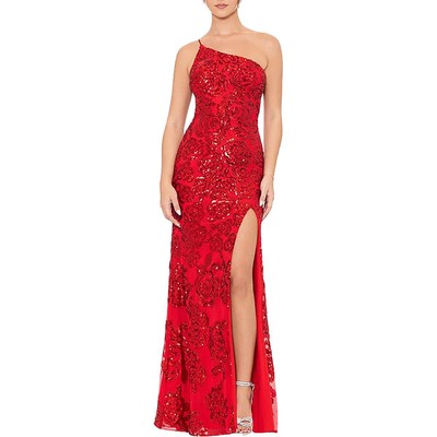 B. Darlin Womens Red Sequined Long Evening Dress Gown Juniors 15 BHFO 6672