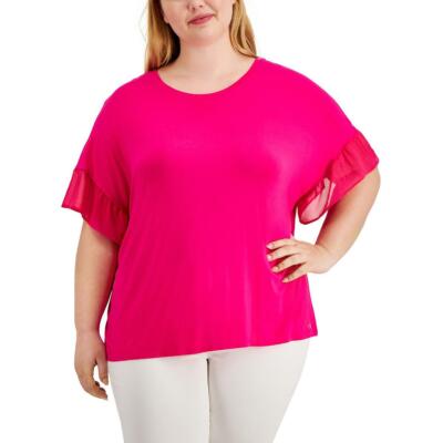 

Женская футболка Calvin Klein с круглым вырезом и рюшами Top Plus BHFO 4811