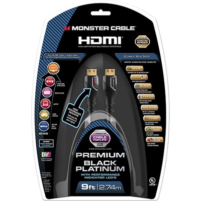 Кабель Monster Cable Black Platinum High Speed 9 HDMI Кабель, Ethernet+ Индикаторные лампы
