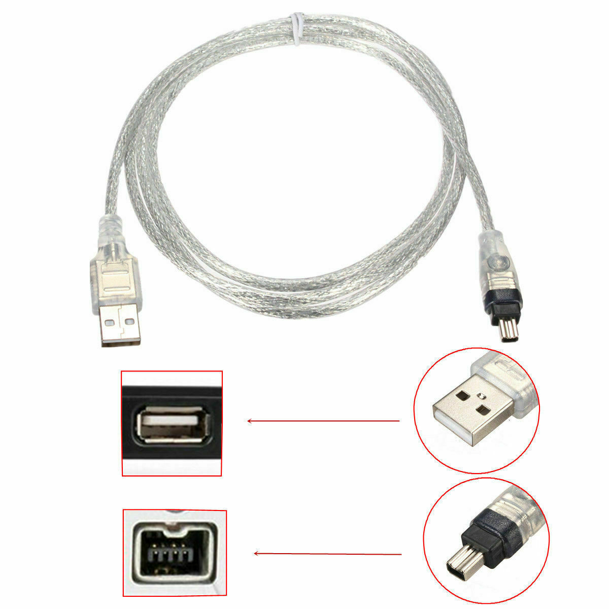 1.5M/5FT D6 USB2.0 Male to 4 Pin IEEE 1394 Male Cable FireWire Lead Converter 5055527524190 | eBay
