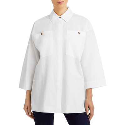 

Женская рубашка Lafayette 148 New York Scout из хлопка на пуговицах BHFO 4966, Белый