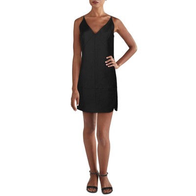 

Женское черное вечернее мини-платье с V-образным вырезом Helmut Lang  BHFO 6777, Черный