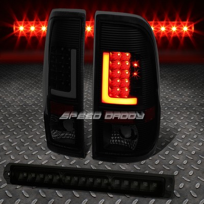 ЧЕРНЫЙ ЗАДНИЙ ФОНАРЬ L-ОБРАЗНОЙ ФОРМЫ С ДЫМЧАТЫМИ ЛИНЗАМИ И 3D СВЕТОДИОДНОЙ ПОДСВЕТКОЙ + ТРЕТИЙ СТОП-СИГНАЛ ДЛЯ 97-03 F150/F250