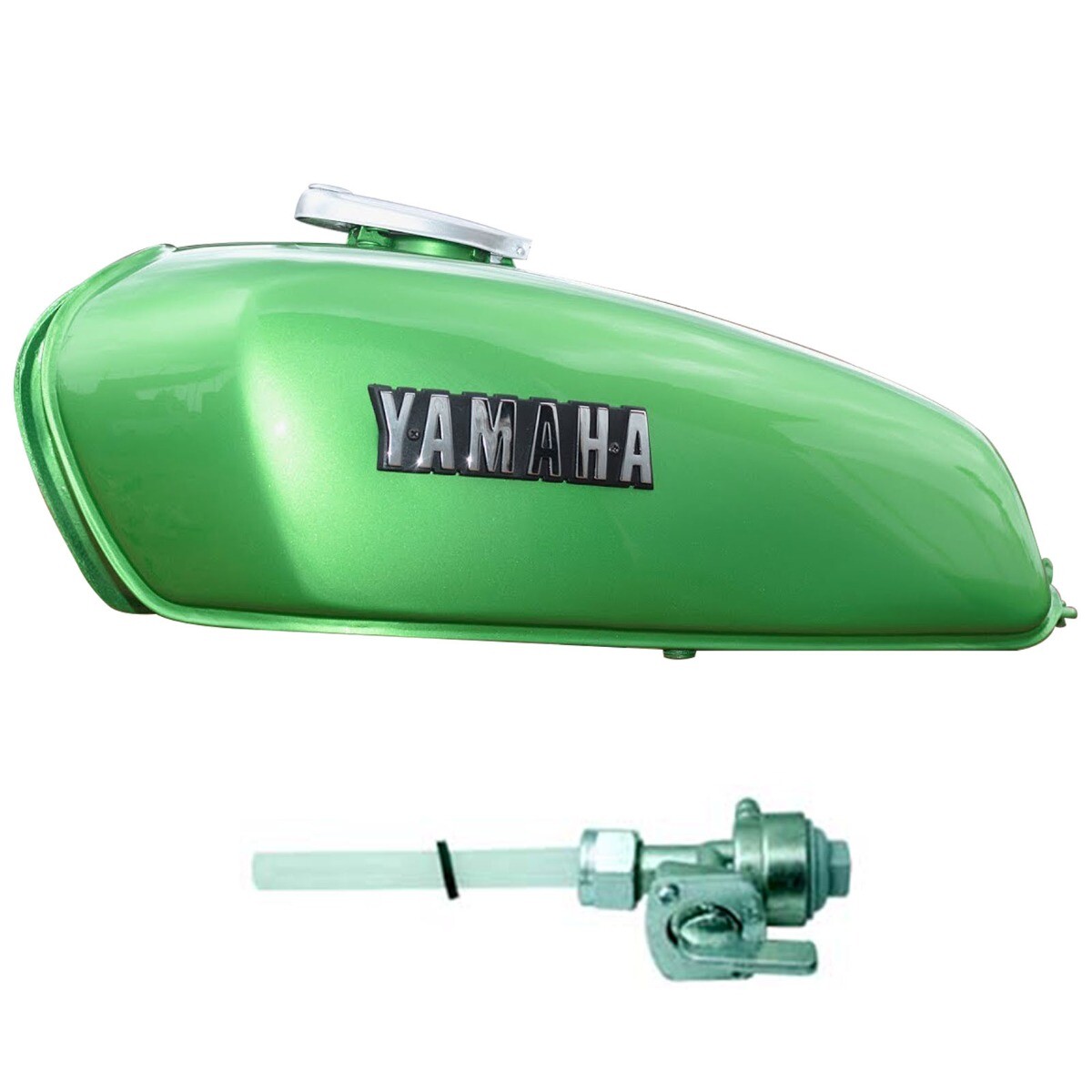 Yamaha Rx100 Rx125 Green Petrol Fuel Tank With Lid Cap Tap  