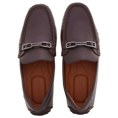 Pre-owned Bally Ebano Pinter Leather Drivers, Brand Size 6 ( Us Size 7 ) In Check Description