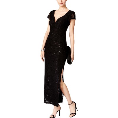 Connected Apparel Womens Black Sequined Evening Dress Gown Petites 10P BHFO 6770