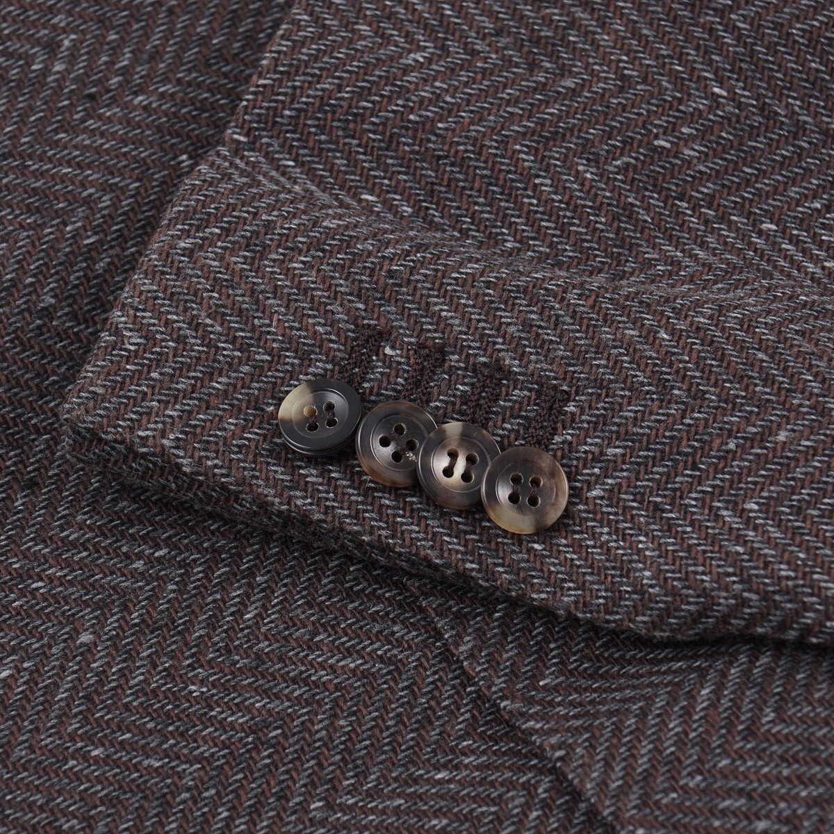 Pre-owned Canali Slim-fit Woven Herringbone Wool-cotton-cashmere Sport Coat 38r In Brown