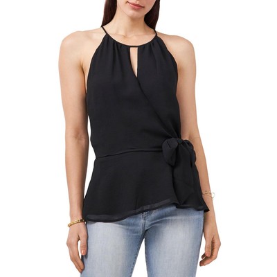 

Женская рубашка Vince Camuto Black Tie Front с замочной скважиной на бретелях Топ  BHFO 5270, Rich black