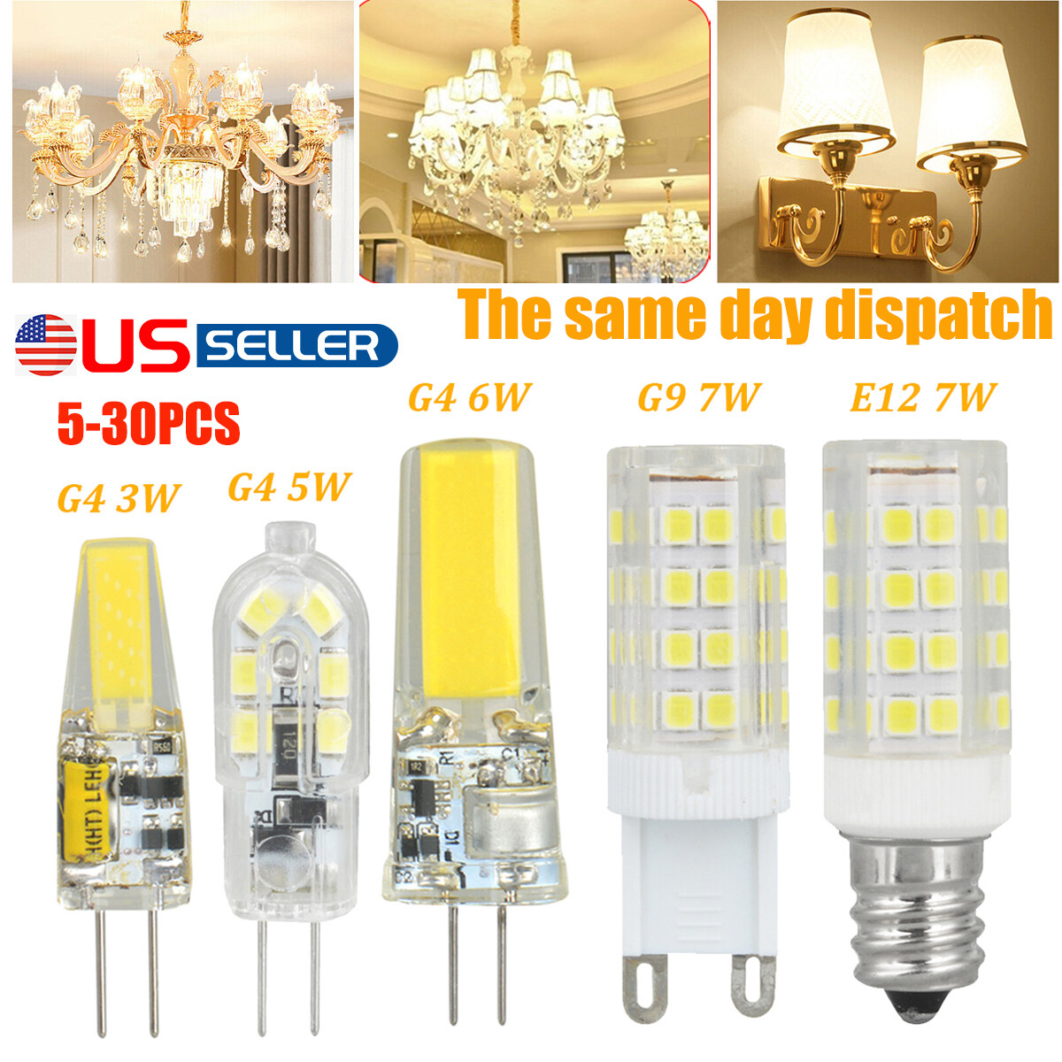 G4/9 E12 LED Corn Bulb Light 6000K Candelabra Ceiling Fan Daylight Ceramics Lamp