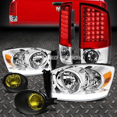 ХРОМИРОВАННЫЙ КОРПУС, ЯНТАРНАЯ ФАРА + DRL + КРАСНЫЙ СВЕТОДИОДНЫЙ ЗАДНИЙ ФОНАРЬ + ПРОТИВОТУМАННАЯ ФАРА ДЛЯ 07-09 RAM