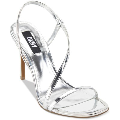 

Женские модные сандалии DKNY Danielle из искусственной кожи с открытой пяткой BHFO 2959, Серебряный, Danielle