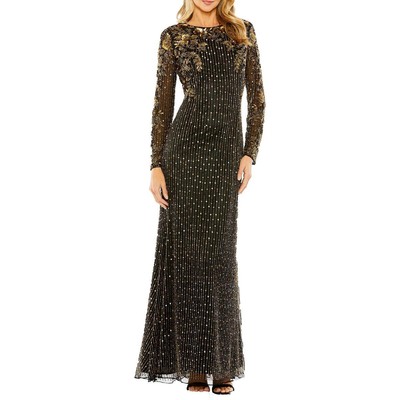 Mac Duggal Womens Black Embellished Formal Evening Dress Gown 6 BHFO 4773