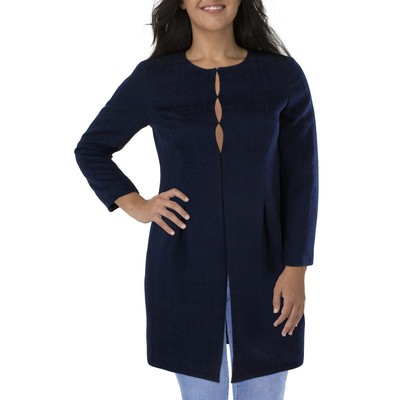 

Le Suit Женский темно-синий текстурированный длинный офисный пиджак Duster  BHFO 7553, Bright navy
