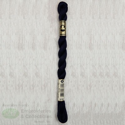 DMC Perle Cotton Thread, Size 5, 25m Skein, Colour 939 VERY DARK NAVY BLUE