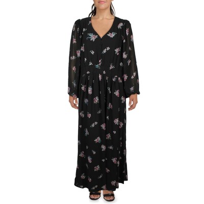 Женское черное макси-платье с цветочным принтом City Chic 22 BHFO 2557