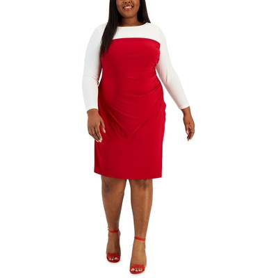Женское красное вечернее короткое свободное платье-сорочка Kasper Womens плюс 2X BHFO 5220