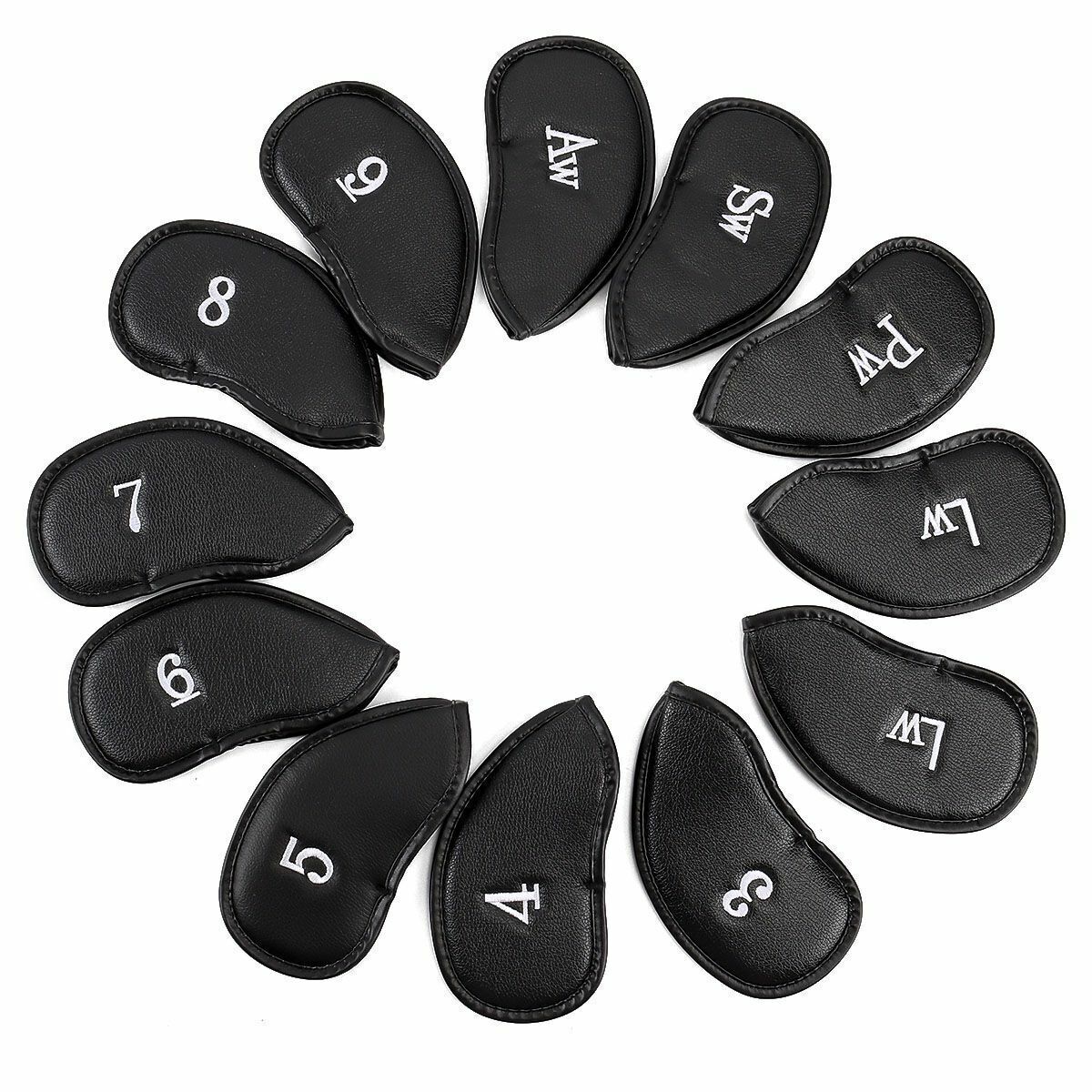 12X Golf Iron Pu Leather Head Covers Club Headcovers Set Fit Taylormade Callaway