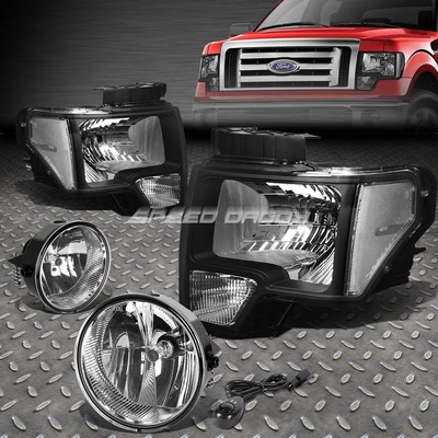 ЧЕРНАЯ ФАРА + ЧЕТКИЙ СИГНАЛ ПОВОРОТА + ХРОМИРОВАННЫЕ ПРОТИВОТУМАННЫЕ ФАРЫ + ПЕРЕКЛЮЧАТЕЛЬ ДЛЯ 09-14 FORD F150 LOBO