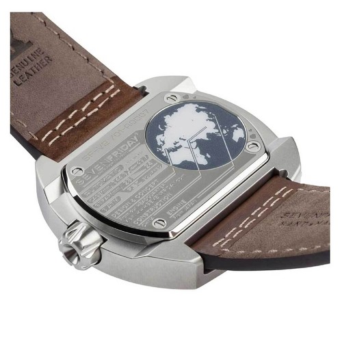 Pre-owned Sevenfriday Men's Watch V-series Automatic Brown Semi-matte Leather Strap V2-01