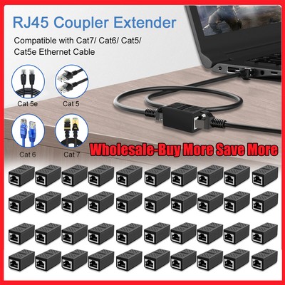Lot RJ45 Inline Coupler Cat7/6/5e Ethernet Network Cable Extender Connector US